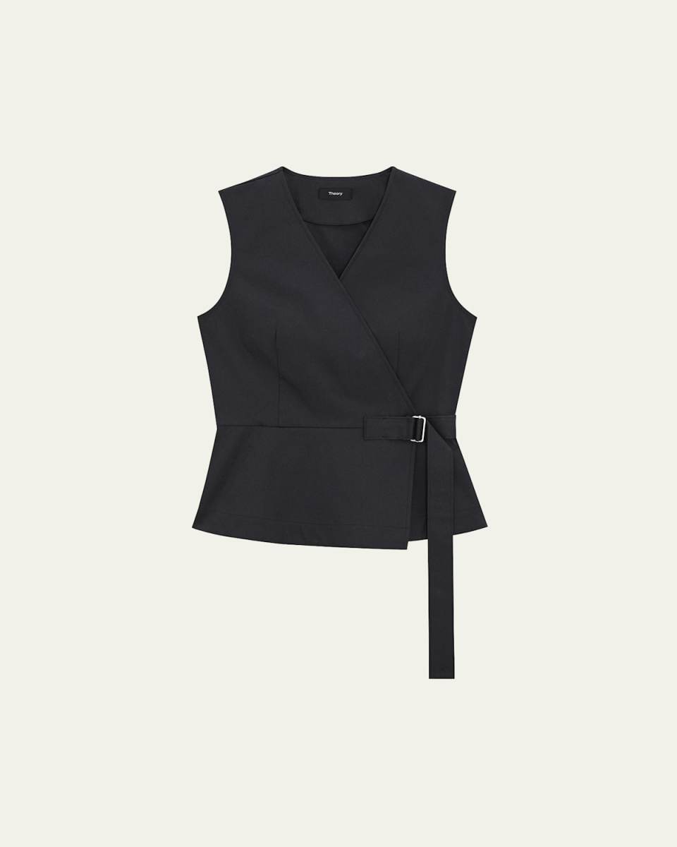 Sleeveless Cotton Wrap Top